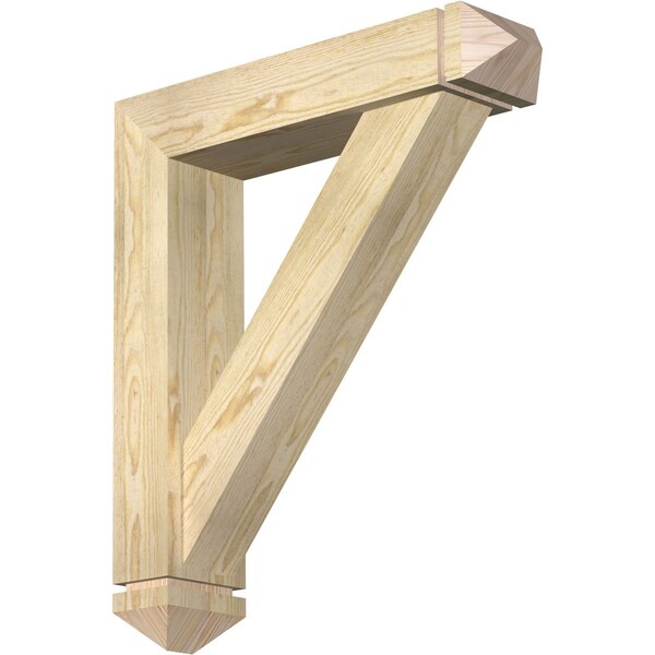 Ekena Millwork Traditional Arts and Crafts Rough Sawn Bracket w/ Offset Brace, Douglas Fir, 6"W x 26"D x 30"H BKT0604X26X30TRA03RDF - main